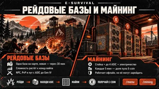 Captură de ecran 2. E-SURVIVAL x2 Modded | Solo/Duo/Trio | Mining | Вайп 01.10